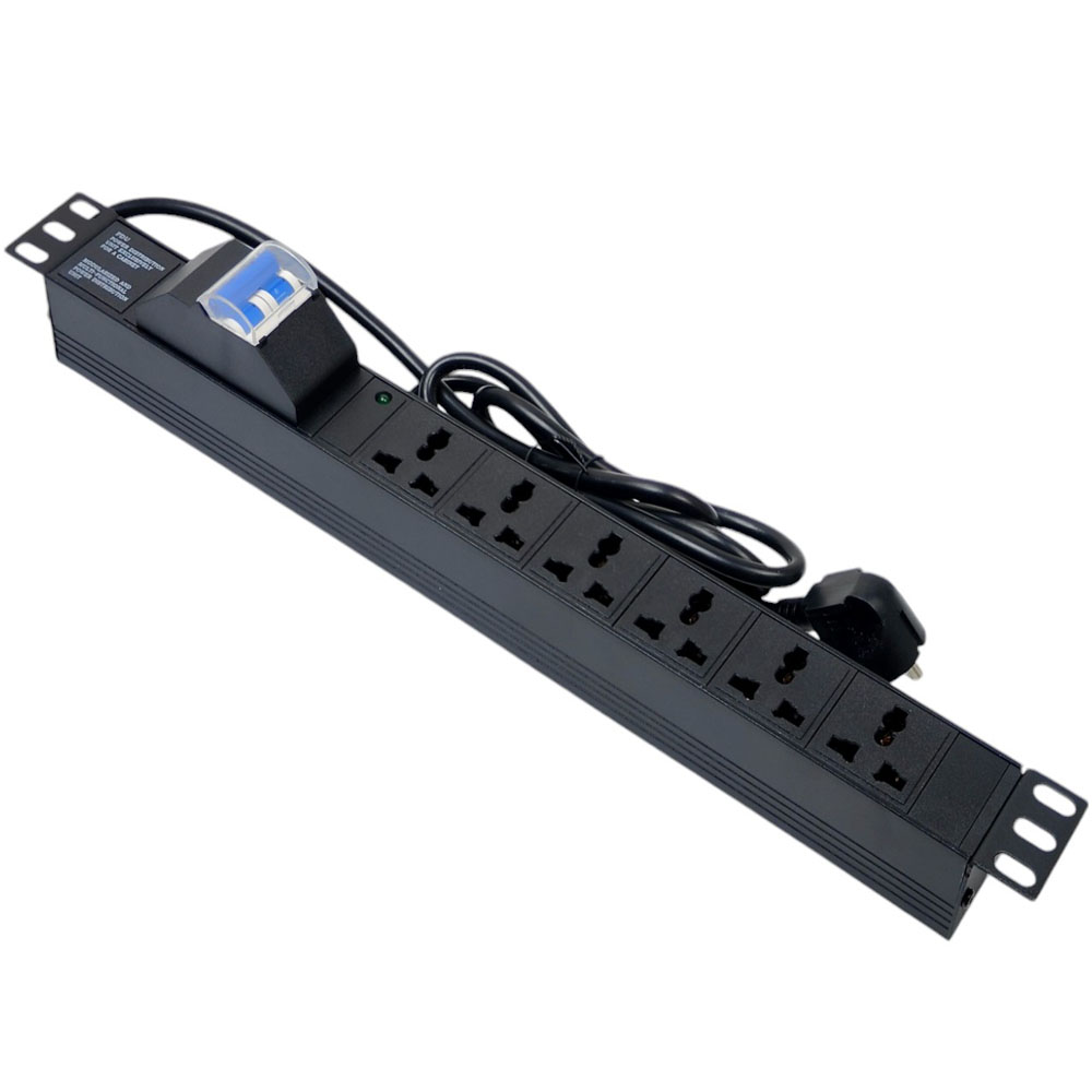 Ổ cắm điện , Thanh nguồn PDU 6 ổ đa dụng có MCB 20A 1U gắn rack 19 -1