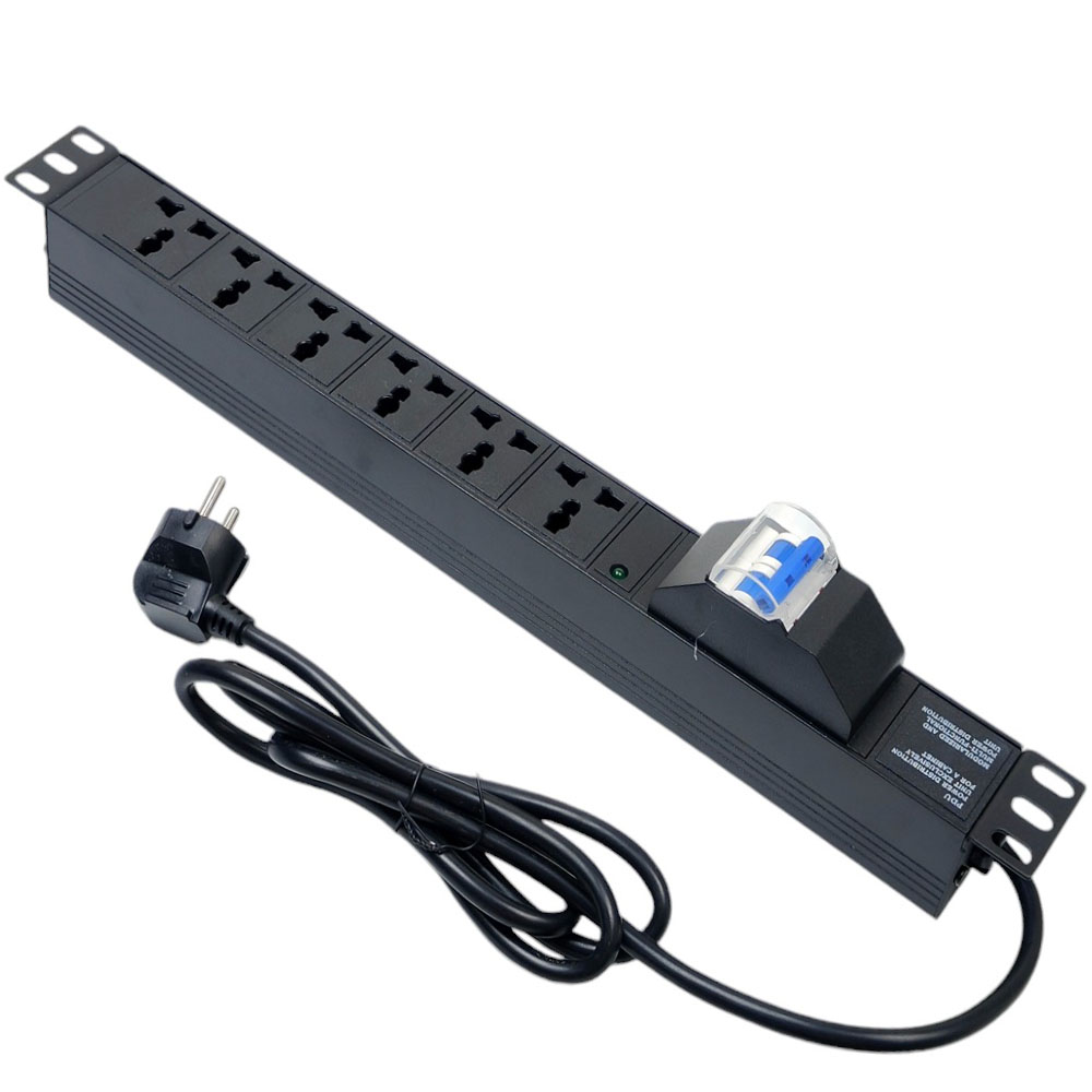 Ổ cắm điện , Thanh nguồn PDU 6 ổ đa dụng có MCB 20A 1U gắn rack 19 -2