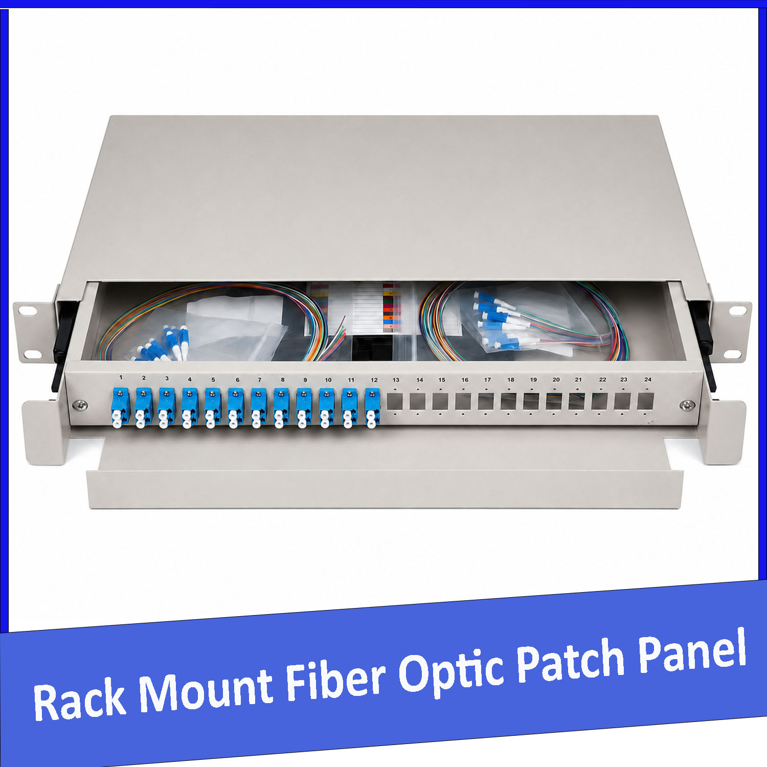 Hộp phối quang ODF 24FO lắp rack khay trượt chuẩn LC/UPC ( 24 sợi , 24 core )