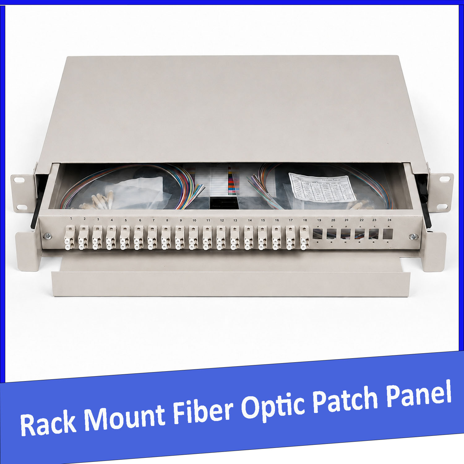 Hộp phối quang ODF 36FO lắp rack khay trượt multimode LC OM2 OM3 ( 36 sợi , 36 core )