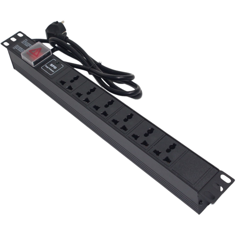 Ổ cắm điện, Thanh nguồn PDU 6 ổ chống sét ( SPD Surge Protector ) 1U gắn rack 19″