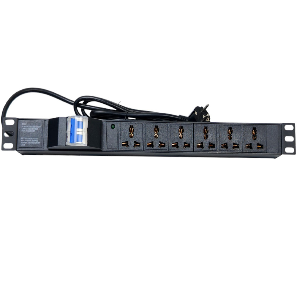 Ổ cắm điện, Thanh nguồn PDU 6 ổ cắm chuẩn C13 có APTOMAT MCB gắn rack 19"