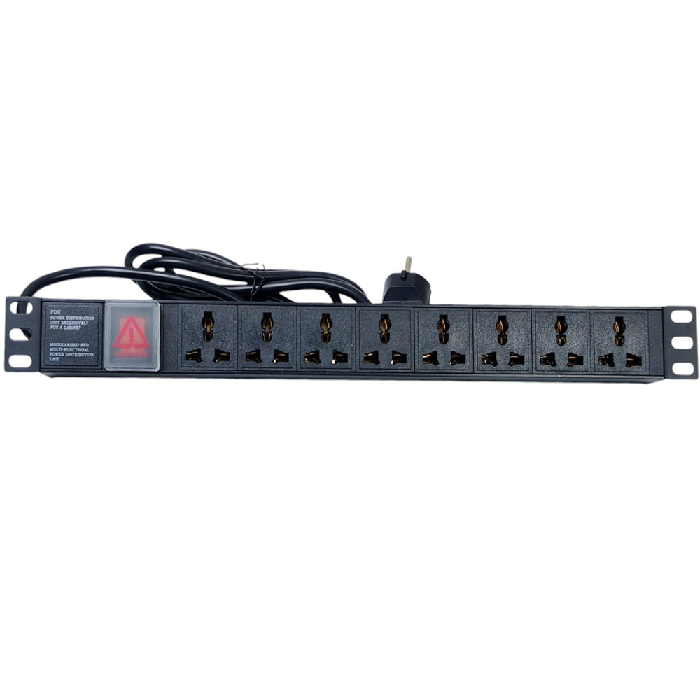 Ổ cắm điện, Thanh nguồn PDU 8 ổ chống sét ( SPD Surge Protector ) 1U gắn rack 19"