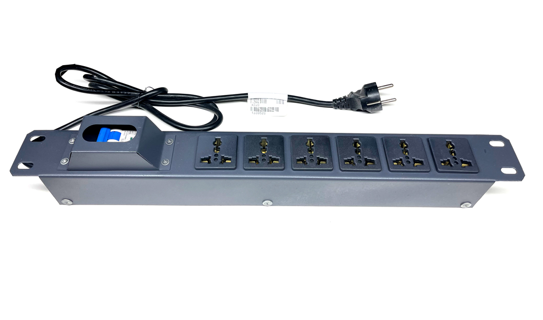 Ổ cắm điện, Thanh nguồn PDU 6 ổ chống sét ( SPD Surge Protector ) 1U gắn rack 19"