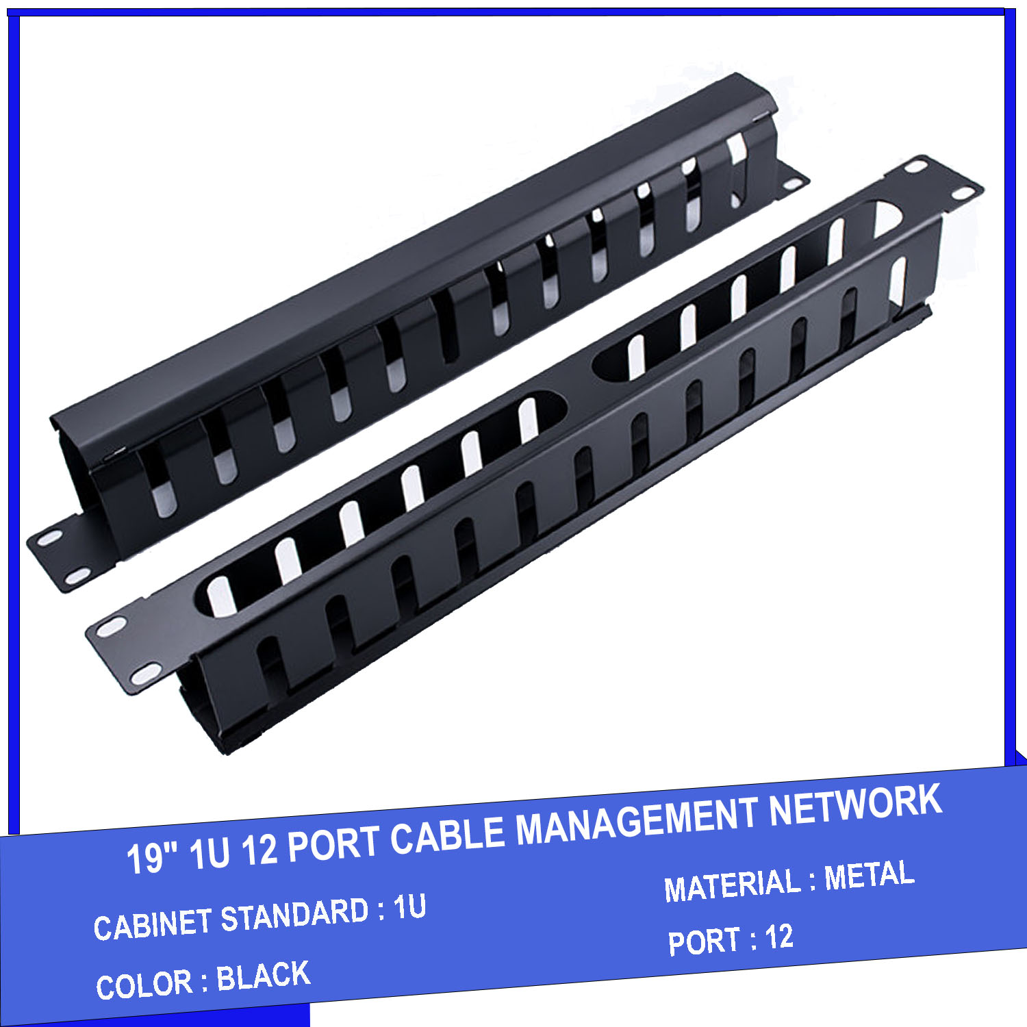 Thanh quản lý cáp ngang 1U 19 inch 12 port GFCMC-1U-S12