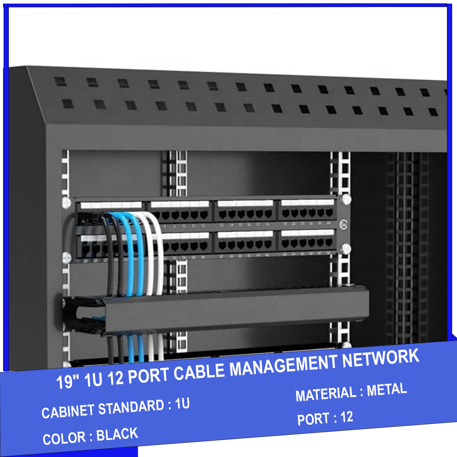 Thanh quản lý cáp ngang 1U 19 inch 12 port GFCMC-1U-S12