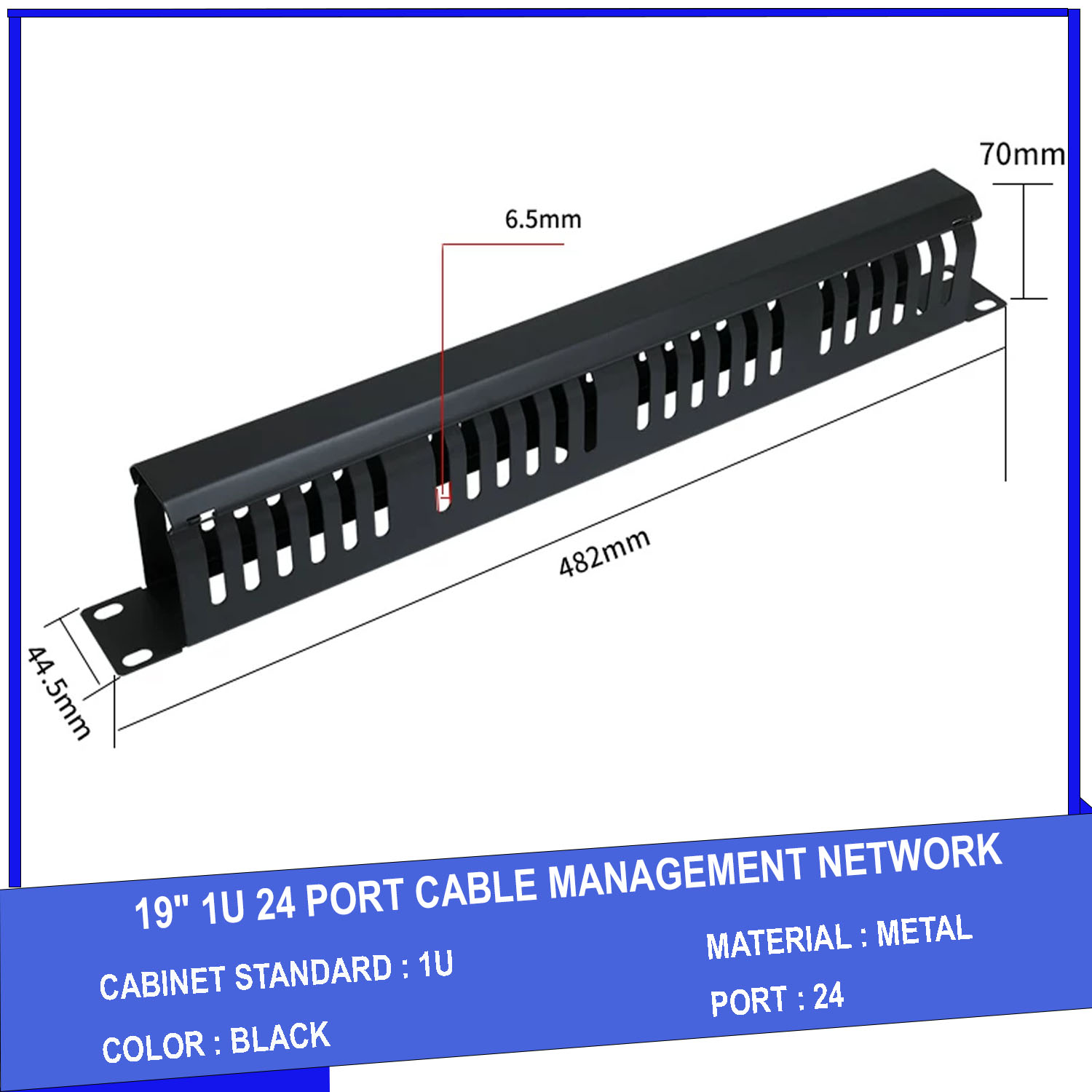 Thanh quản lý cáp ngang 1U 19 inch 24 port GFCMC-1U-S24