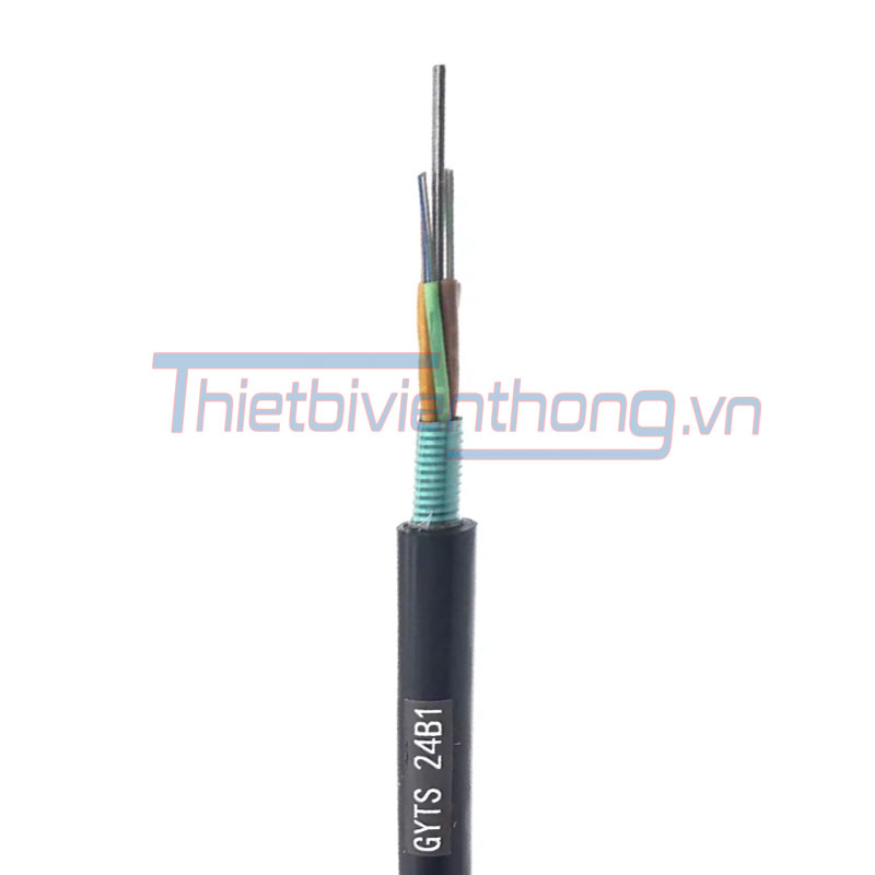 Cáp quang luồn ống kim loại GYTS 24 sợi (24FO / 24 core) - Cáp quang SM, 24 Core, mã hàng: GYTS - 24B1