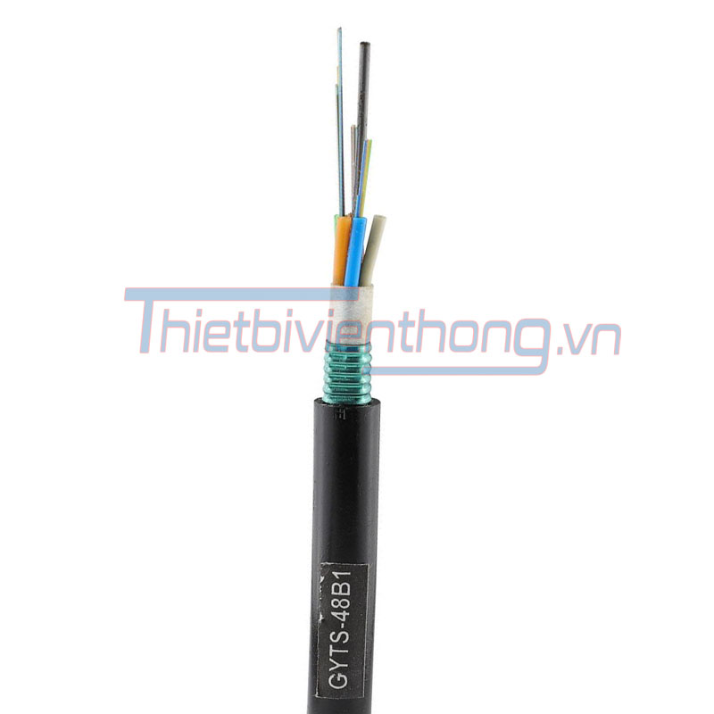 Cáp quang luồn ống kim loại GYTS 48 sợi (48FO / 48 core) – Cáp quang SM, 48 Core, mã hàng: GYTS – 48B1